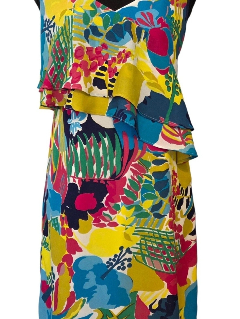 J. Crew Vibrant Multicolor Floral Bias Ruffle Dress Size 00